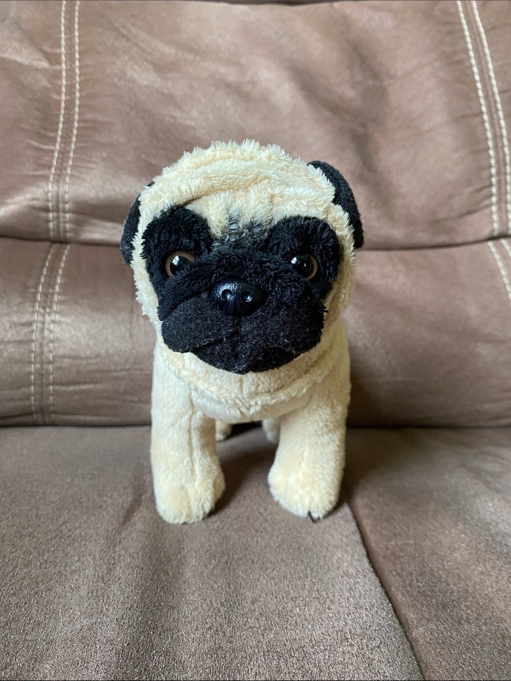 FAO Schwarz Plush Pug Toy - Cream and Black